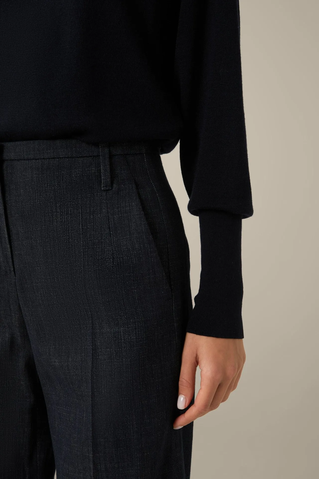 Schurwoll-Ripp-Strick-Pullover Mit Seide In*Windsor Best