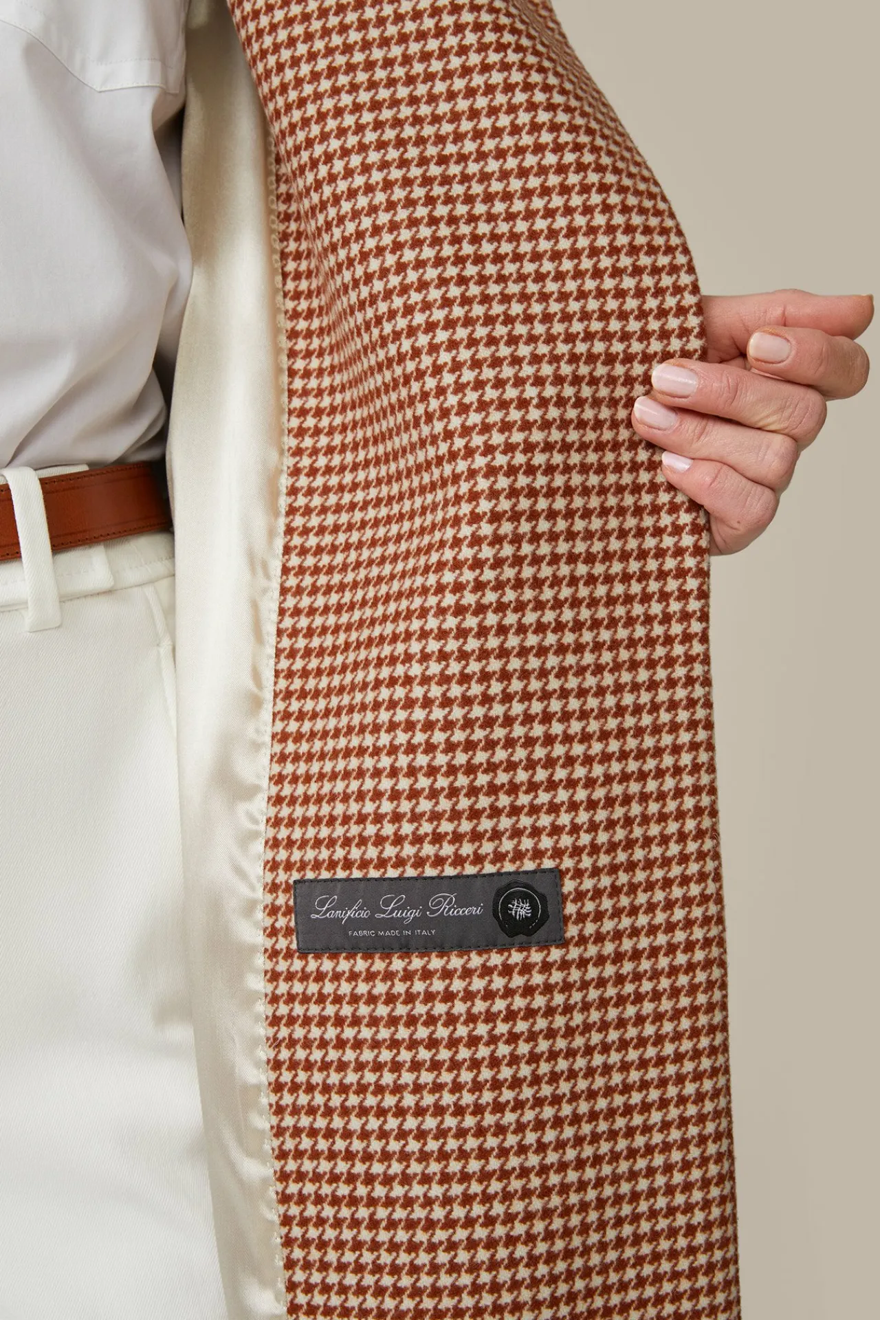 Schurwoll-Roben-Mantel In Kupfer-Ecru Gemustert*Windsor Clearance