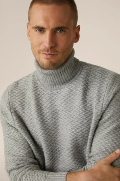 Schurwoll-Rollkragen-Pullover Amilo Mit Cashmere In Strukturiert*Windsor Fashion