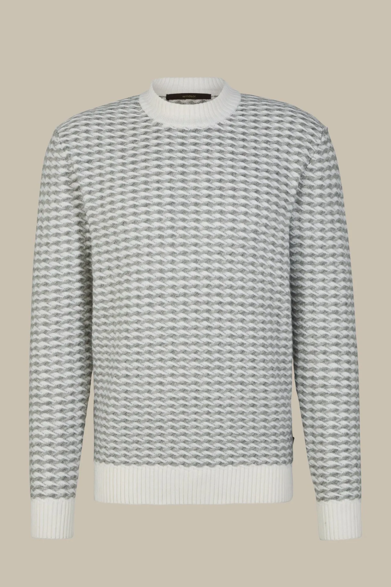 Schurwoll-Rundhals-Pullover Amilo Mit Cashmere In Strukturiert*Windsor Hot