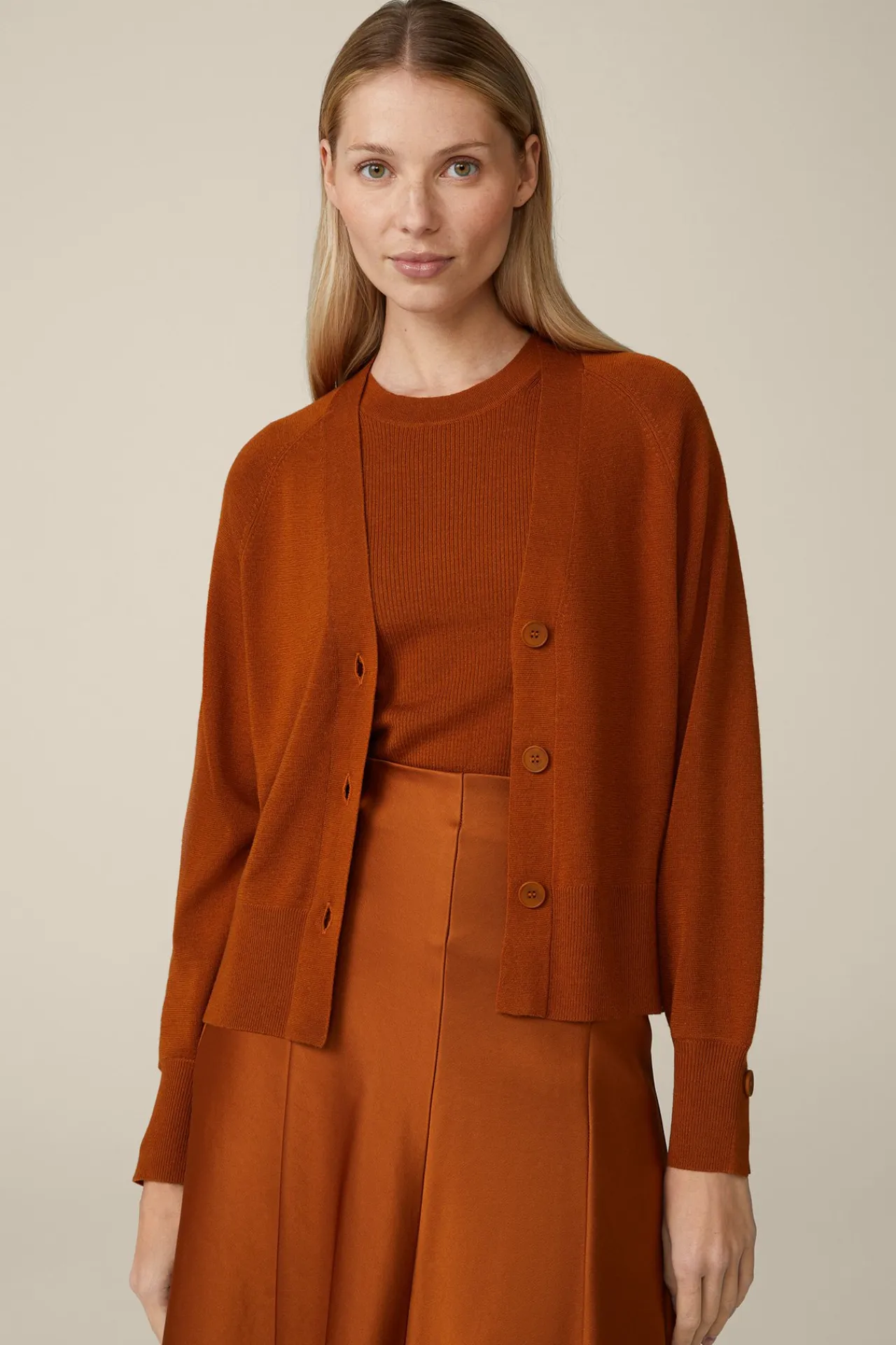 Schurwoll-Seidenmix-Cardigan In Kupfer*Windsor Online