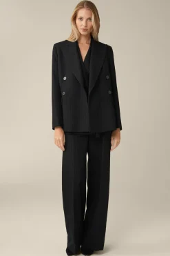 Schurwoll-Twill-Doppelreiher-Blazer Mit Nadelstreifen In*Windsor Sale