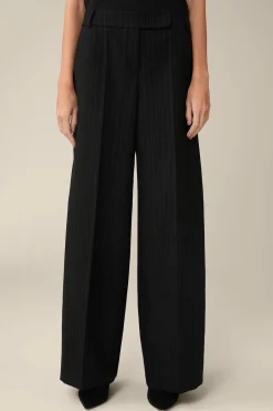 Schurwoll-Twill-Palazzo-Hose Mit Nadelstreifen In*Windsor Best