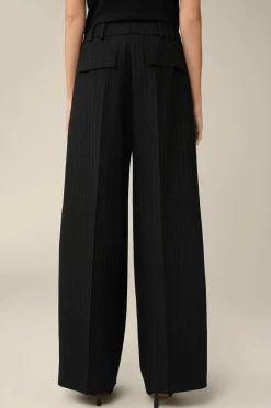 Schurwoll-Twill-Palazzo-Hose Mit Nadelstreifen In*Windsor Best