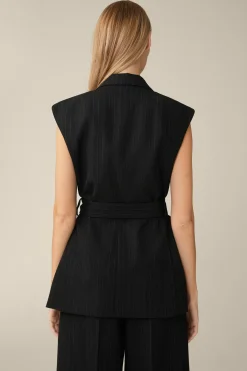 Schurwoll-Twill-Weste Mit Nadelstreifen In*Windsor Discount