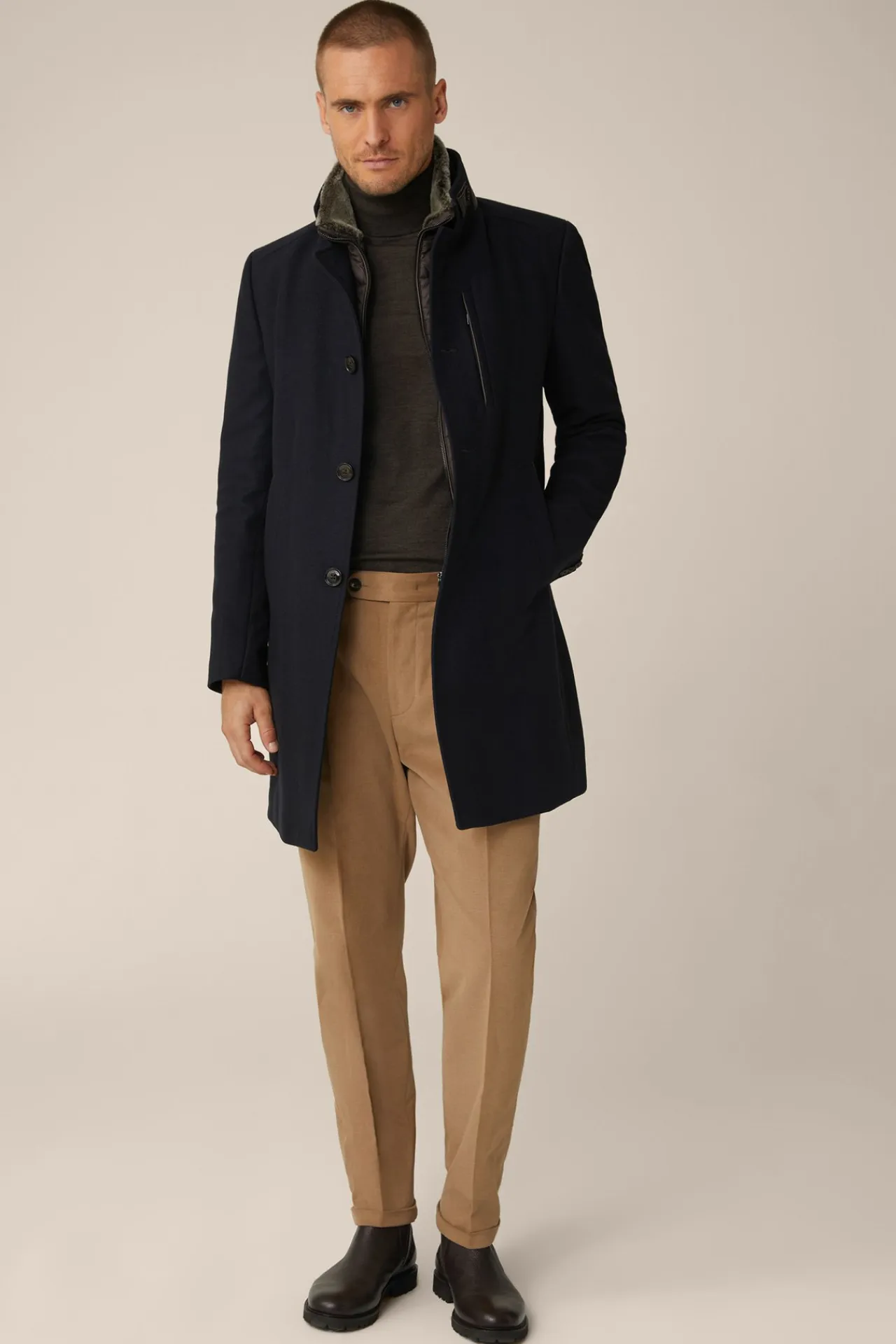 Stehkragen-Mantel Rivano Mit Cashmere Und Lammfellkragen In*Windsor Discount