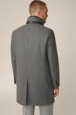 Stehkragen-Mantel Rivano Mit Cashmere Und Lammfellkragen In Grau Meliert*Windsor Sale