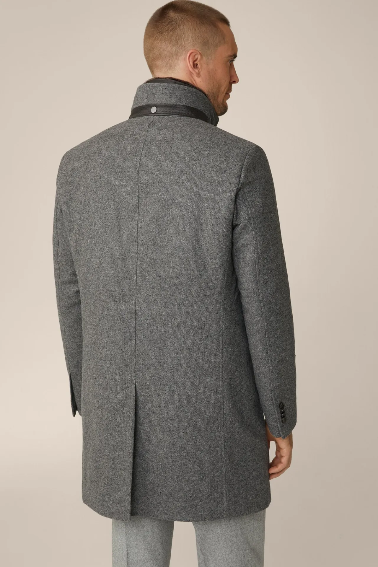 Stehkragen-Mantel Rivano Mit Cashmere Und Lammfellkragen In Grau Meliert*Windsor Sale