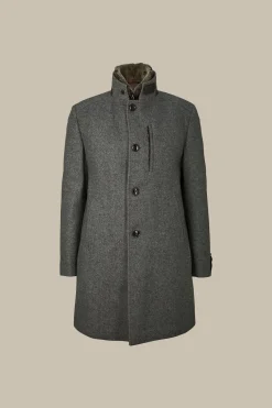 Stehkragen-Mantel Rivano Mit Cashmere Und Lammfellkragen In Grau Meliert*Windsor Sale