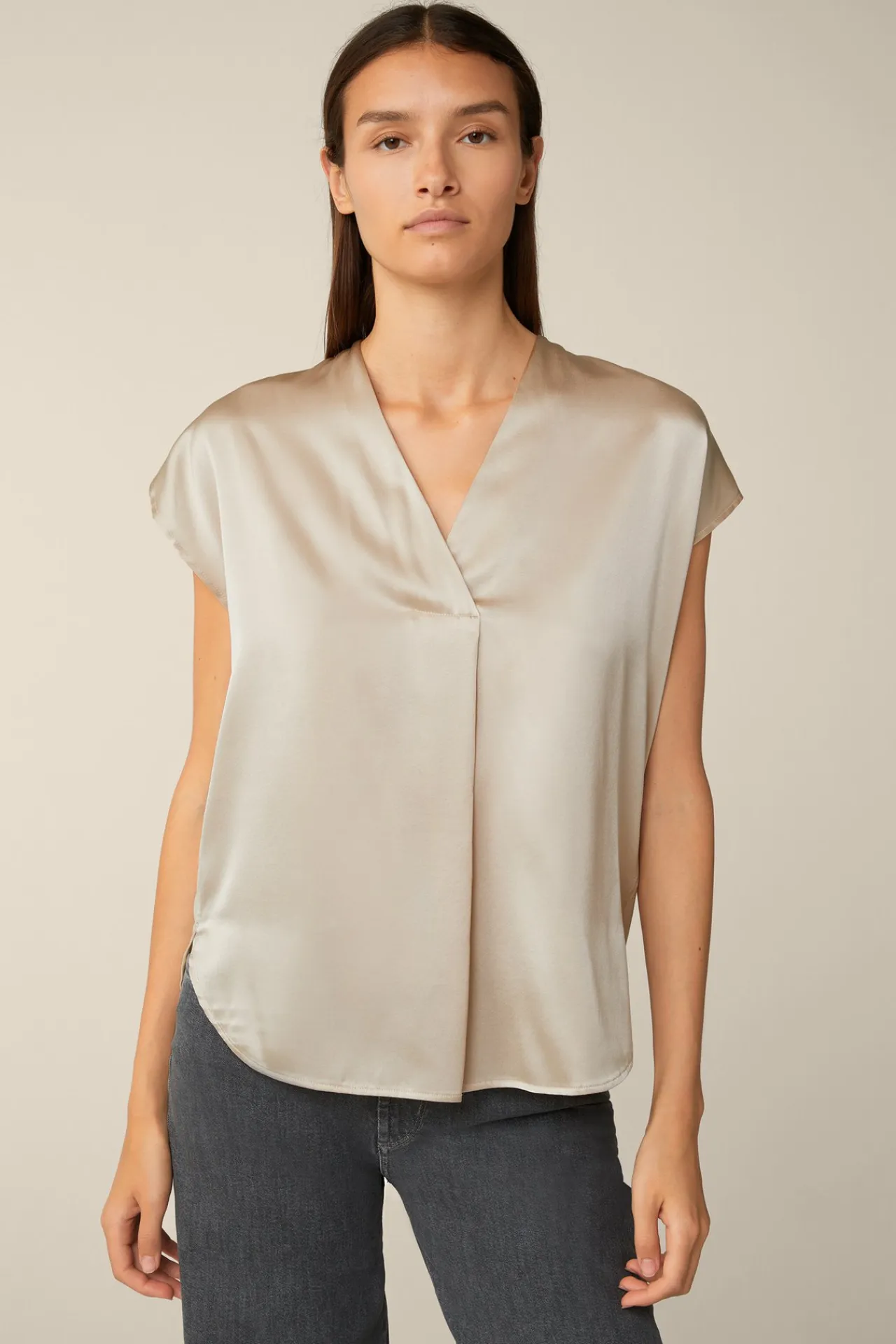 Tencel-Baumwoll-Top Mit Satin Vorderseite In*Windsor Hot