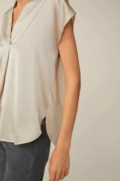 Tencel-Baumwoll-Top Mit Satin Vorderseite In*Windsor Hot