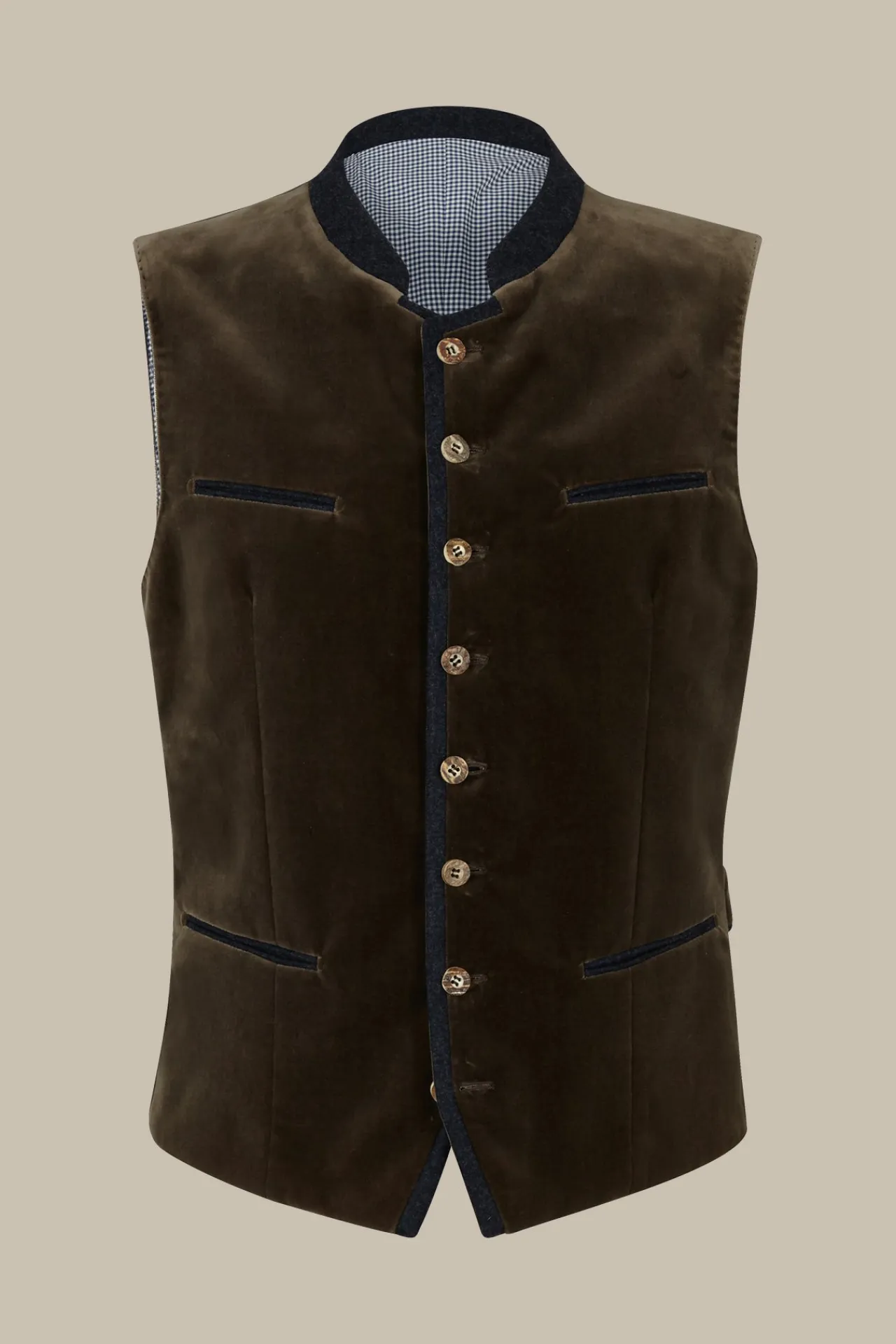 Trachten-Weste Au In Braun/Blau*Windsor Best