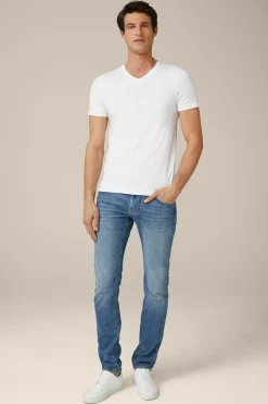 Two-Pack-Baumwollmix T-Shirts Mit Stretch Und V-Ausschnitt In*Windsor Fashion
