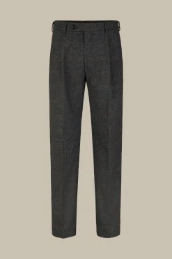 Wollmix-Baukasten-Hose Frero Mit Bundfalte In Anthrazit-Blau Check*Windsor New