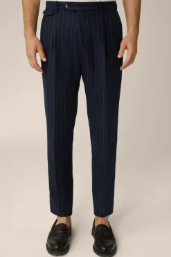 Wollmix-Baukasten-Hose Sapo Mit Bundfalte In Navy Mit Braunen Nadelstreifen*Windsor Online
