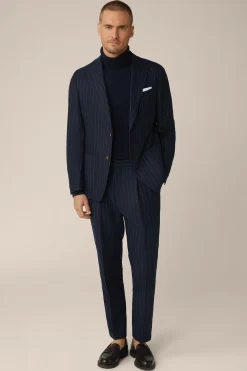 Wollmix-Baukasten-Hose Sapo Mit Bundfalte In Navy Mit Braunen Nadelstreifen*Windsor Online