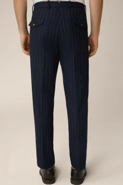 Wollmix-Baukasten-Hose Sapo Mit Bundfalte In Navy Mit Braunen Nadelstreifen*Windsor Online