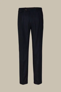 Wollmix-Baukasten-Hose Sapo Mit Bundfalte In Navy Mit Braunen Nadelstreifen*Windsor Online