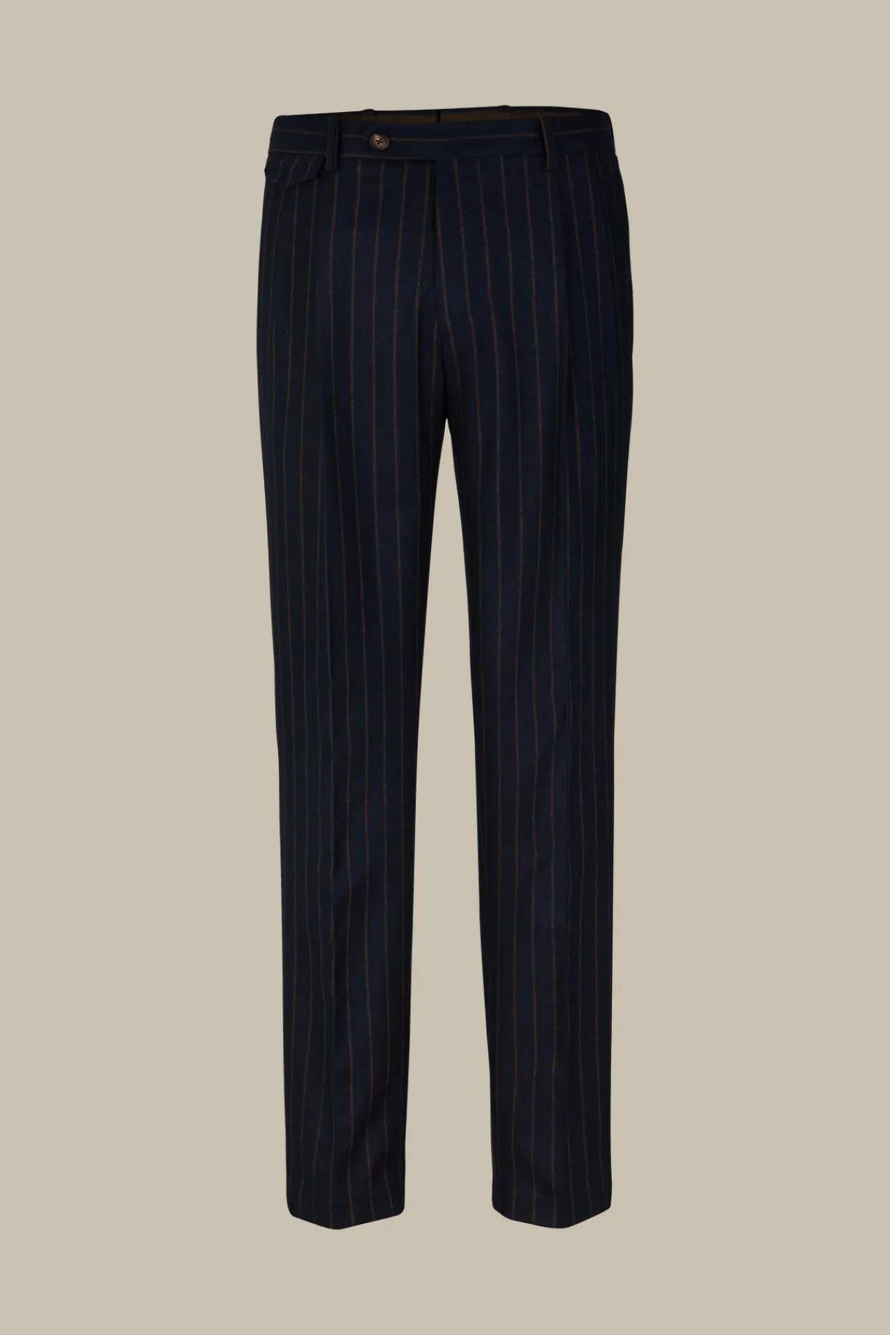 Wollmix-Baukasten-Hose Sapo Mit Bundfalte In Navy Mit Braunen Nadelstreifen*Windsor Online