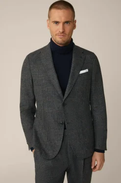 Wollmix-Baukasten-Sakko Giro In Anthrazit-Blau Check*Windsor Clearance