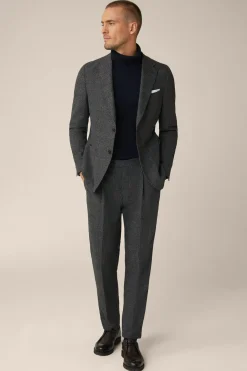 Wollmix-Baukasten-Sakko Giro In Anthrazit-Blau Check*Windsor Clearance