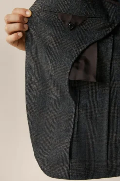 Wollmix-Baukasten-Sakko Giro In Anthrazit-Blau Check*Windsor Clearance