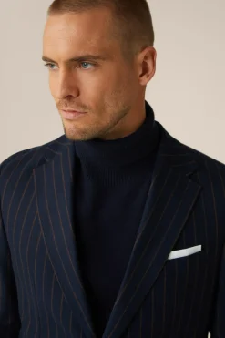 Wollmix-Baukasten-Sakko Giro In Navy Mit Braunen Nadelstreifen*Windsor Clearance