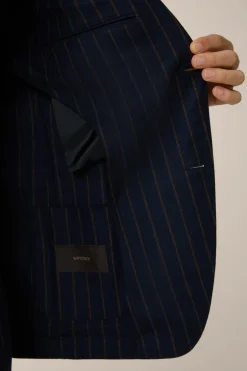 Wollmix-Baukasten-Sakko Giro In Navy Mit Braunen Nadelstreifen*Windsor Clearance