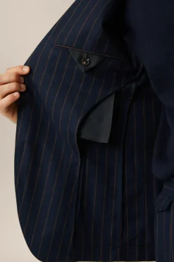 Wollmix-Baukasten-Sakko Giro In Navy Mit Braunen Nadelstreifen*Windsor Clearance