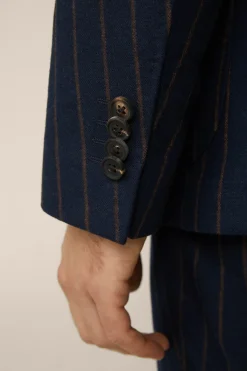 Wollmix-Baukasten-Sakko Giro In Navy Mit Braunen Nadelstreifen*Windsor Clearance