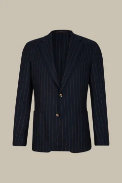 Wollmix-Baukasten-Sakko Giro In Navy Mit Braunen Nadelstreifen*Windsor Clearance
