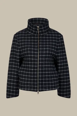 Wollmix-Cape-Jacke In Navy-Weiss Kariert*Windsor Discount
