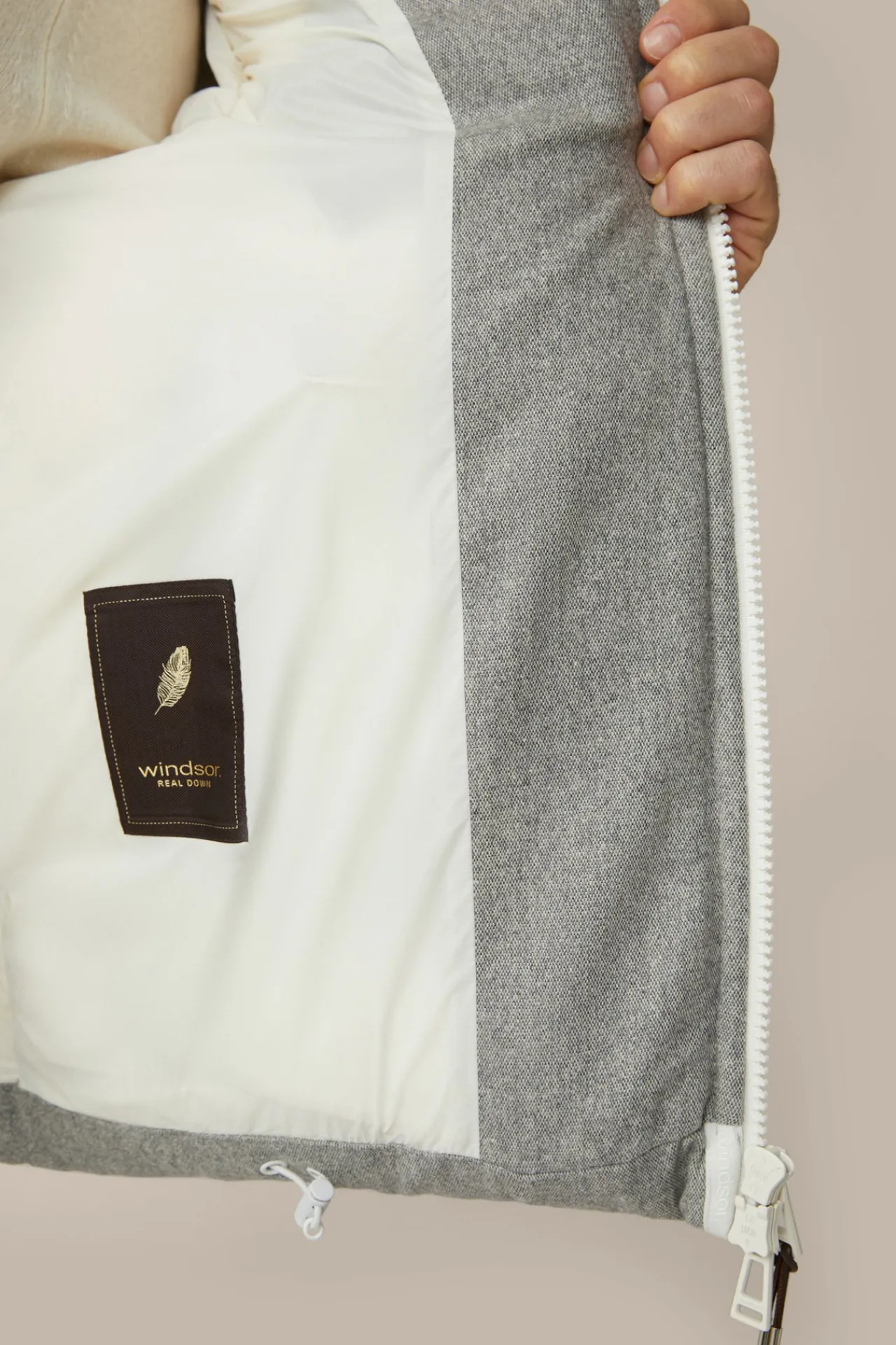 Wollmix-Cashmere-Daunen-Jacke Glorenza Gesteppt In Grau-Beige Meliert*Windsor Clearance