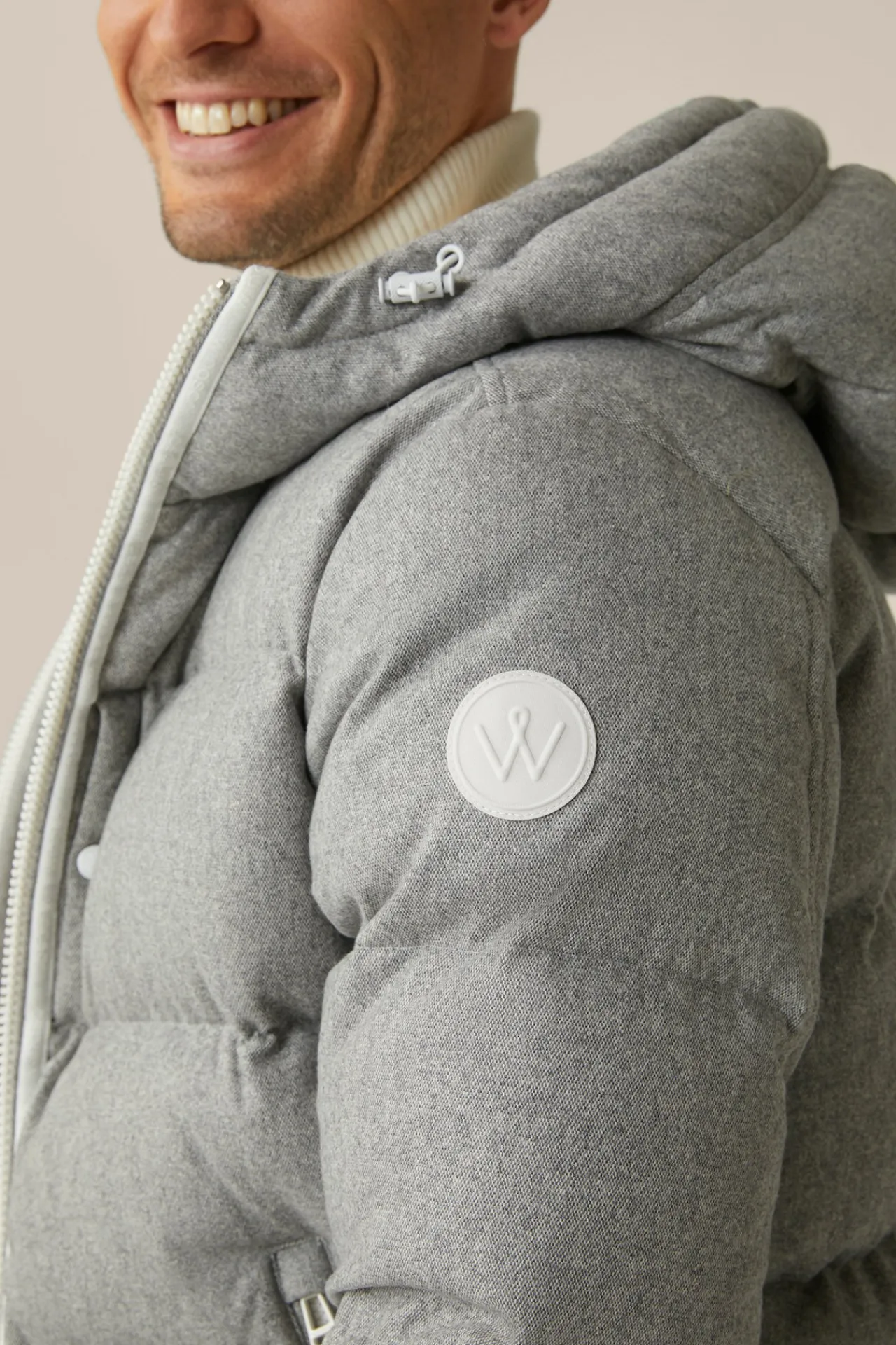 Wollmix-Cashmere-Daunen-Jacke Glorenza Gesteppt In Grau-Beige Meliert*Windsor Clearance