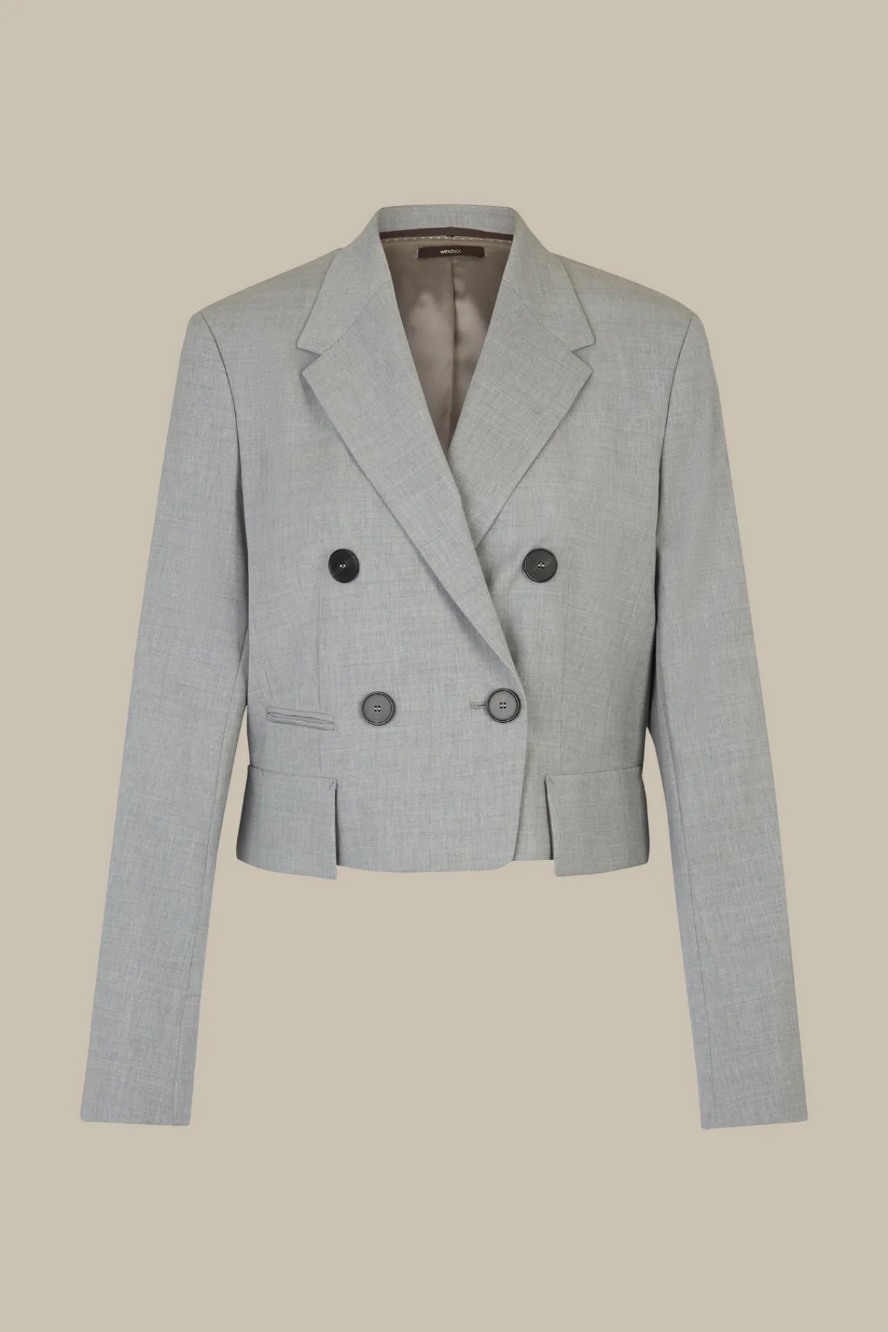 Wollmix-Doppelreiher-Kurzblazer In Hell Melange*Windsor Clearance