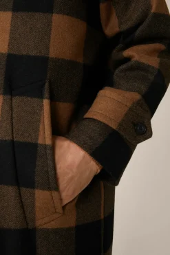 Wollmix-Mantel Rossano Mit Hemdkragen In Schwarz-Braun Check*Windsor Hot
