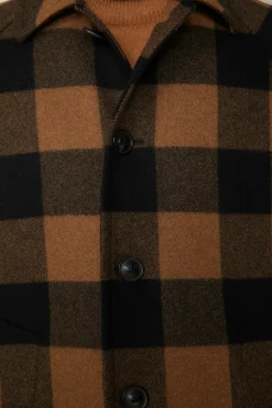 Wollmix-Mantel Rossano Mit Hemdkragen In Schwarz-Braun Check*Windsor Hot