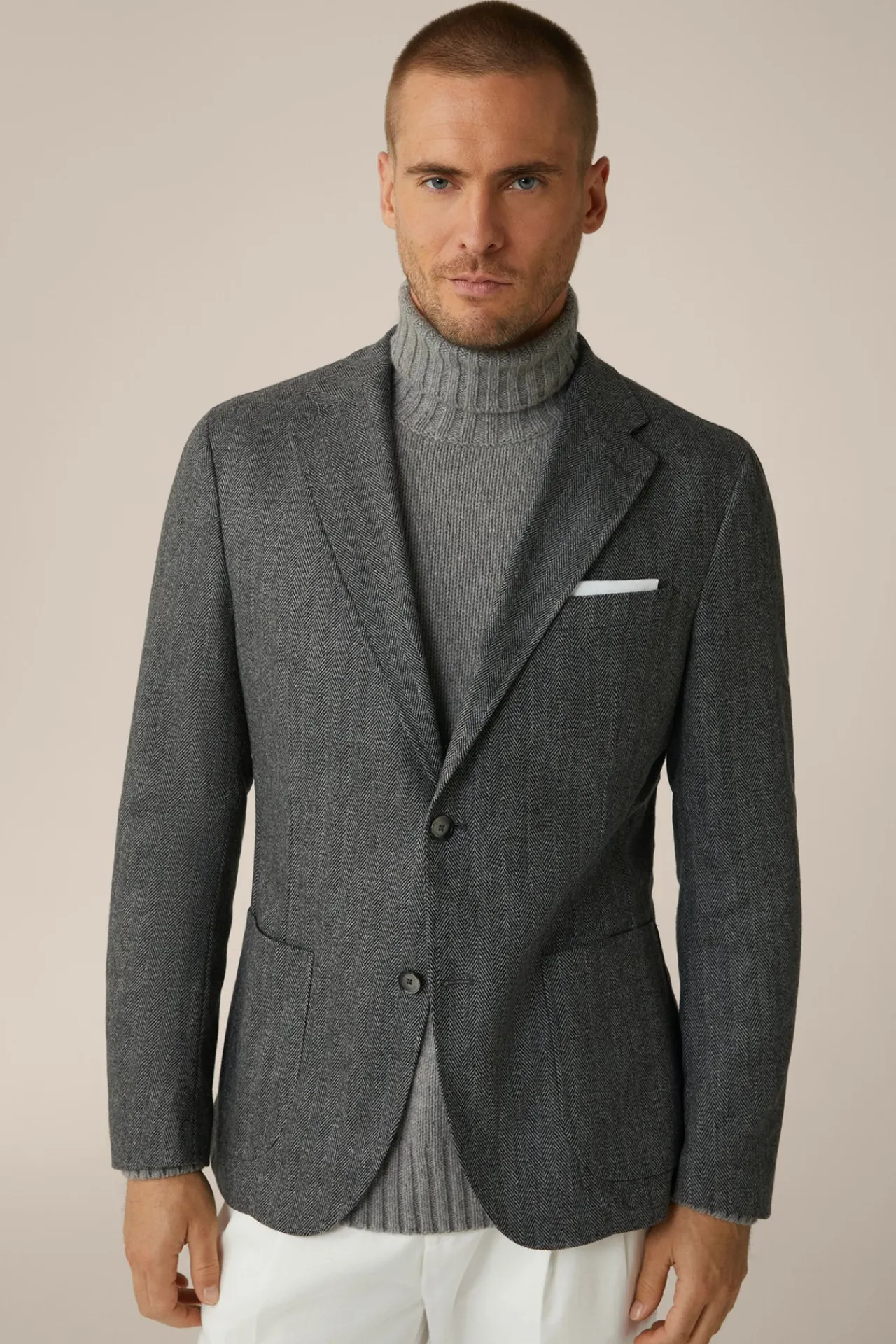 Wollmix-Sakko Giro Mit Cashmere In Fischgrat Schwarz-Grau*Windsor Discount