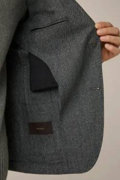 Wollmix-Sakko Giro Mit Cashmere In Fischgrat Schwarz-Grau*Windsor Discount