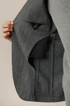 Wollmix-Sakko Giro Mit Cashmere In Fischgrat Schwarz-Grau*Windsor Discount
