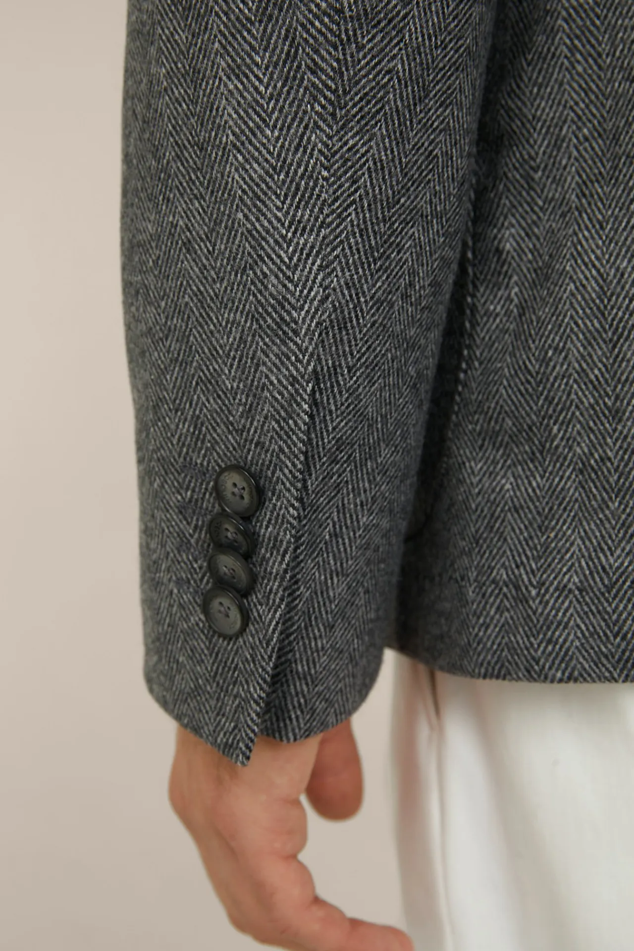 Wollmix-Sakko Giro Mit Cashmere In Fischgrat Schwarz-Grau*Windsor Discount