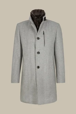 Wollmix-Stehkragen-Mantel Rivano Mit Lammfellkragen Und Fischgrat In*Windsor Outlet